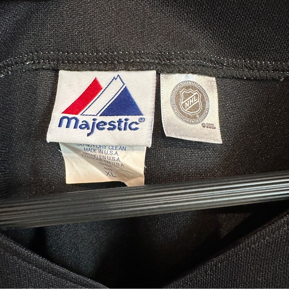 Pittsburgh Penguins NHL Majestic Baseball Style Jersey XL Made USA Black Gold - Picture 5 of 10